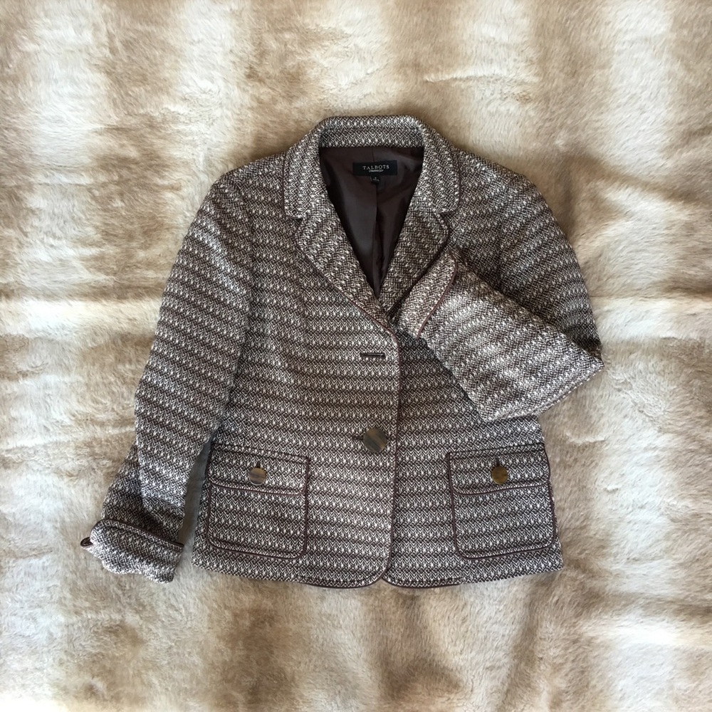 Talbots cropped brown 2 button blazer. - Picture 3 of 5